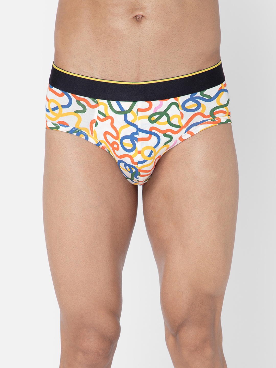 

bummer Men Printed Micro Modal String Theory Mid Rise Basic Brief BRST01S, White