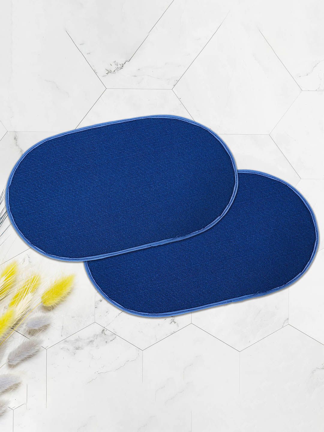 

Kuber Industries Blue 2 Pieces Microfibre Anti Skid Doormats
