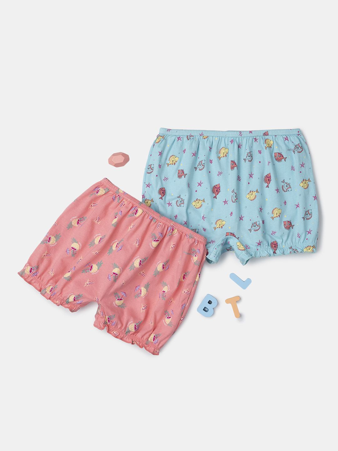 

Jockey Girls Pack of 2 Cotton Printed Bloomers with Ultrasoft Waistband-SG06, Blue