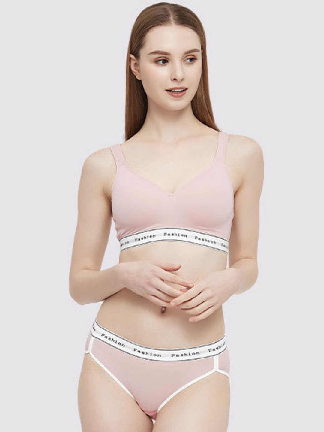 

LULU & SKY Printed Band Lingerie Set, Pink