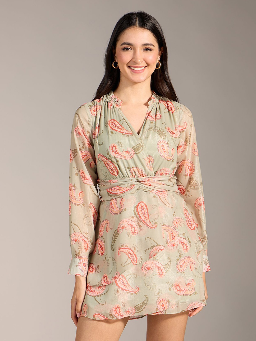 

20Dresses Floral Printed Fit & Flare Mini Dress, Green