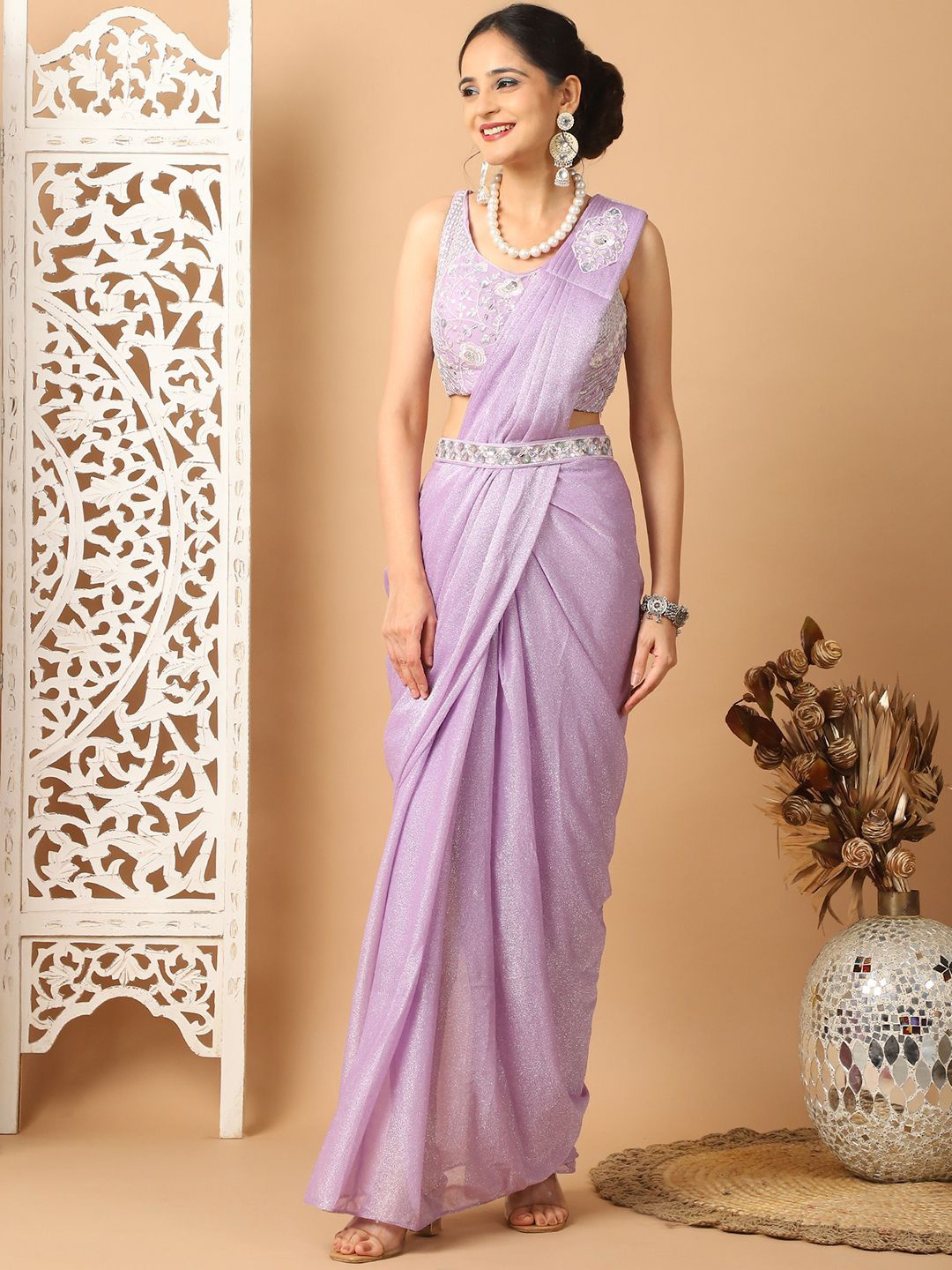 

Mitera Embellished Ready to Wear Saree, Mauve