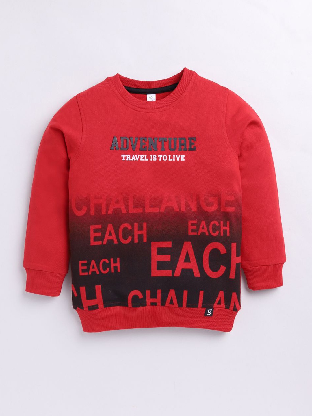 

Ginie Boys Typography Printed Round Neck Sweatshirt, Red