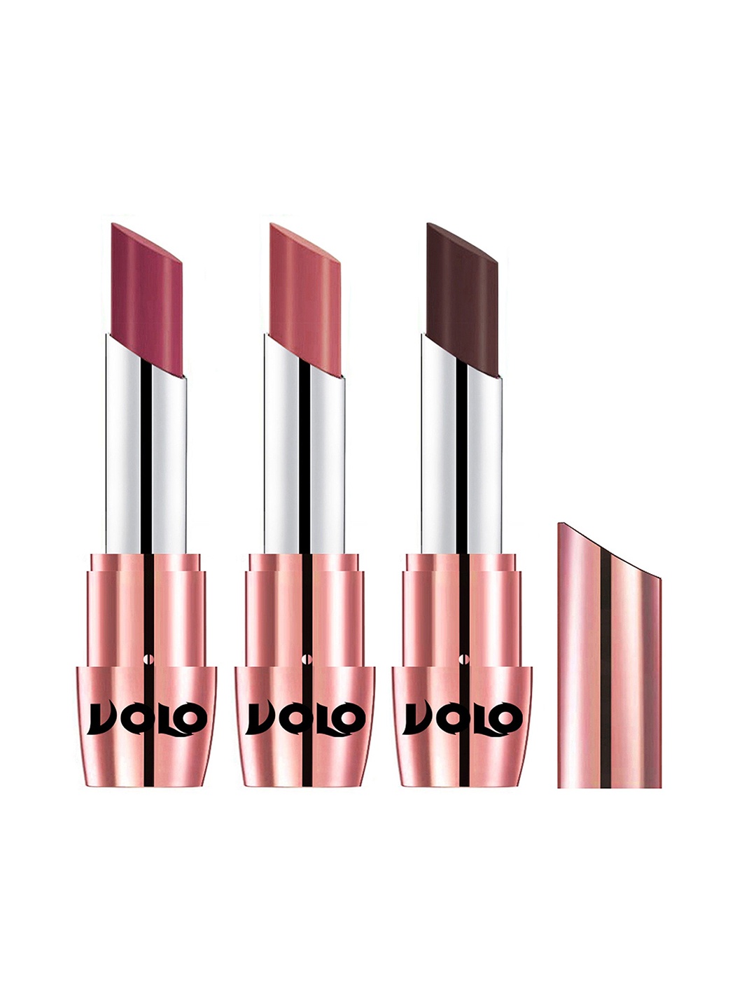 

VOLO Set Of 3 Creme Matte Lipstick 3.5g Each- Cherry 631-Light Peach 632-Chocolate 635, Pink