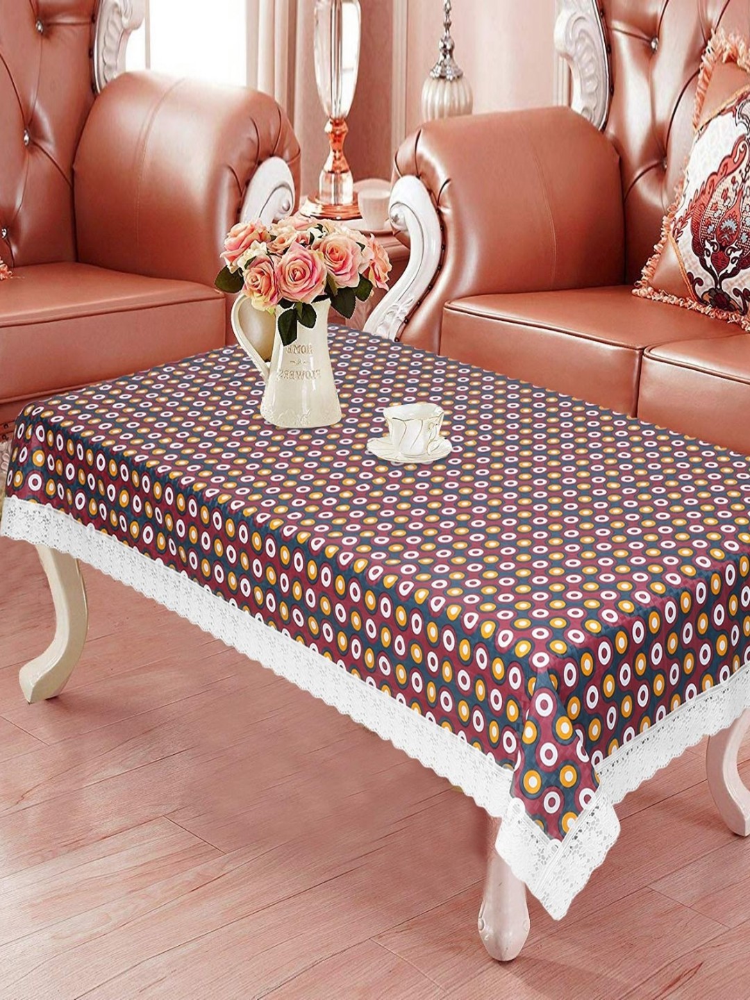 

LooMantha Red & Yellow Geometric Printed 4 Seater Table Cover