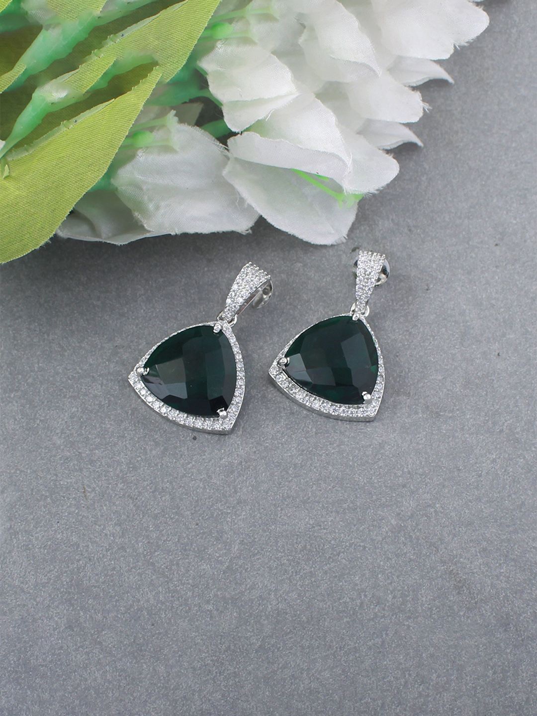 

Mirana Rhodium Plated Cubic Zirconia Contemporary Drop Earrings, Silver