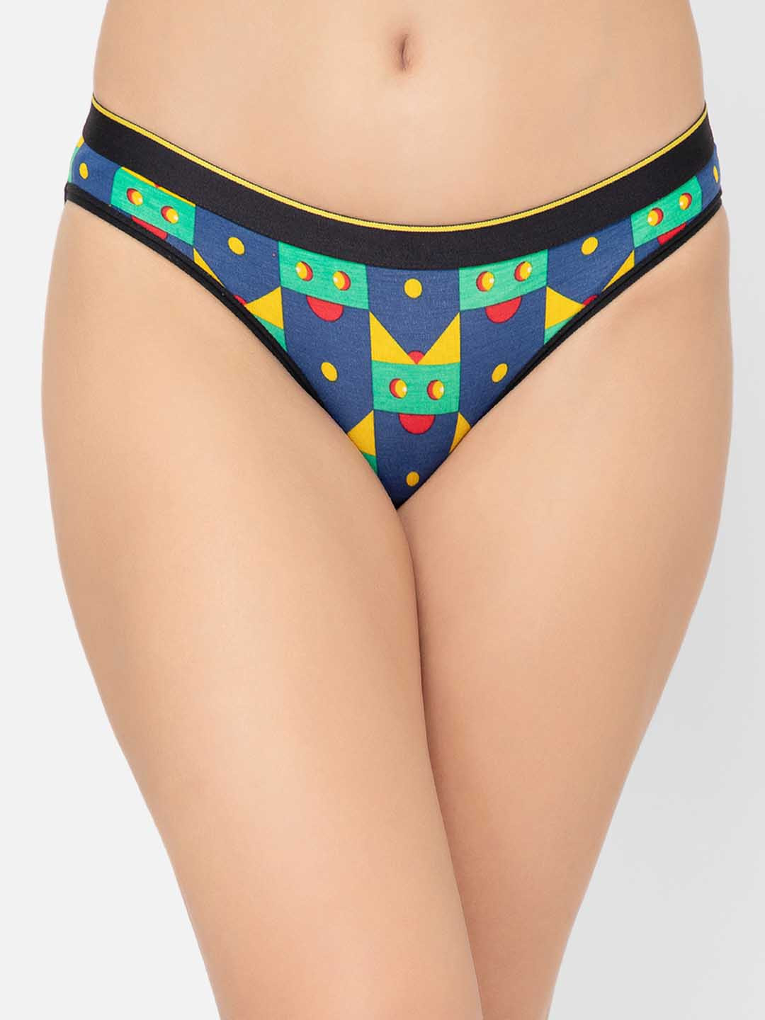 

bummer Women Printed Micro Modal Mid Rise Bikini Brief, Blue