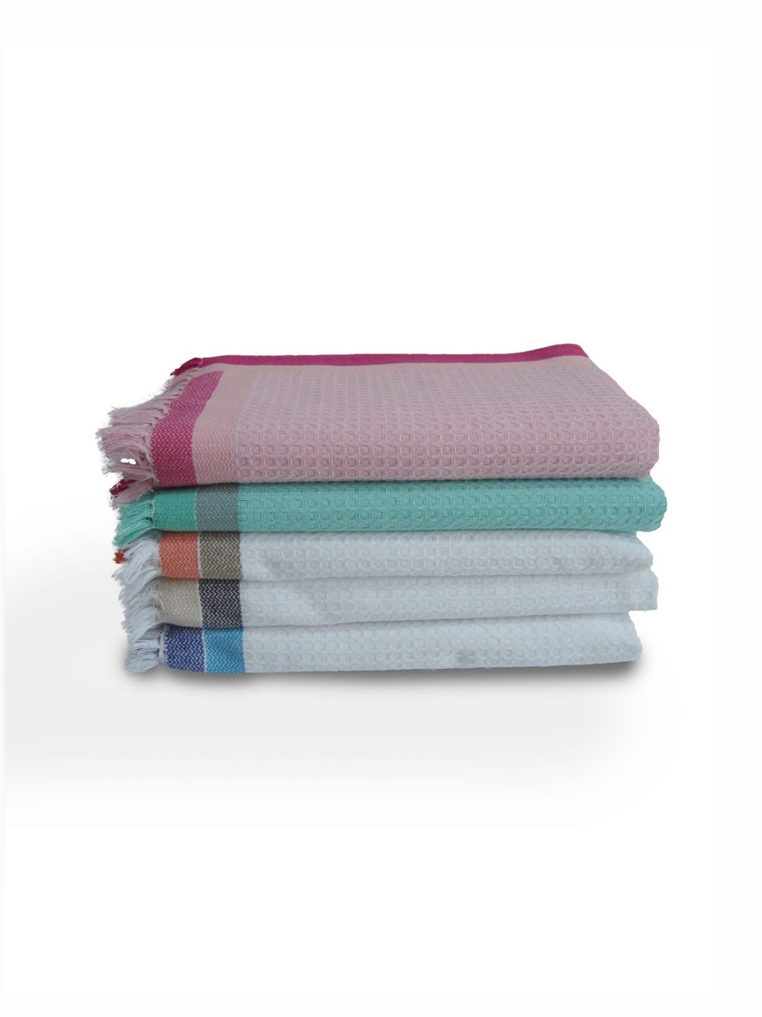 

Aura Pink & Green 5 Pieces Cotton 210 GSM Bath Towel