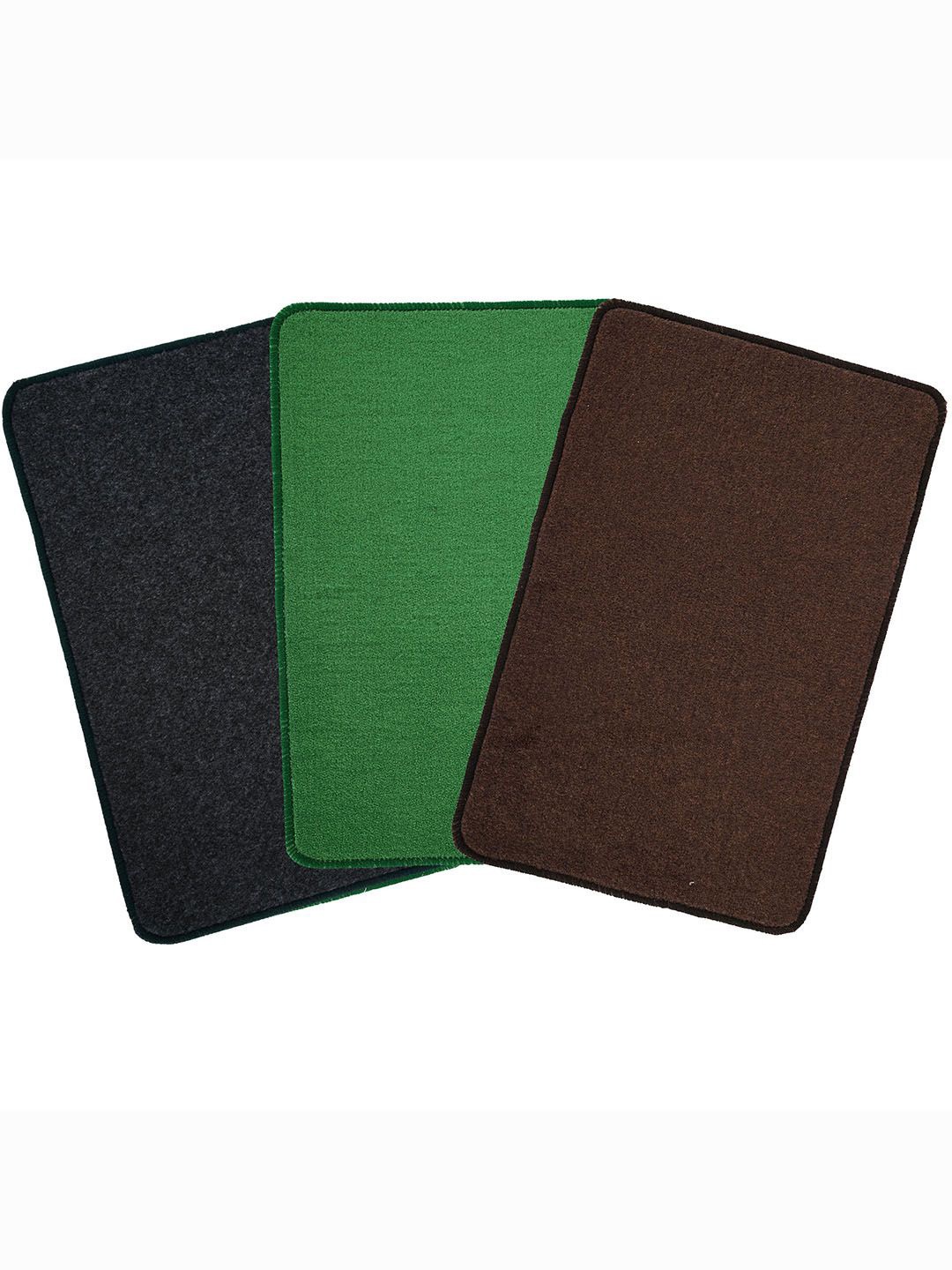 

Kuber Industries Grey & Brown 3 Pieces Anti Skid Door Mat, Green