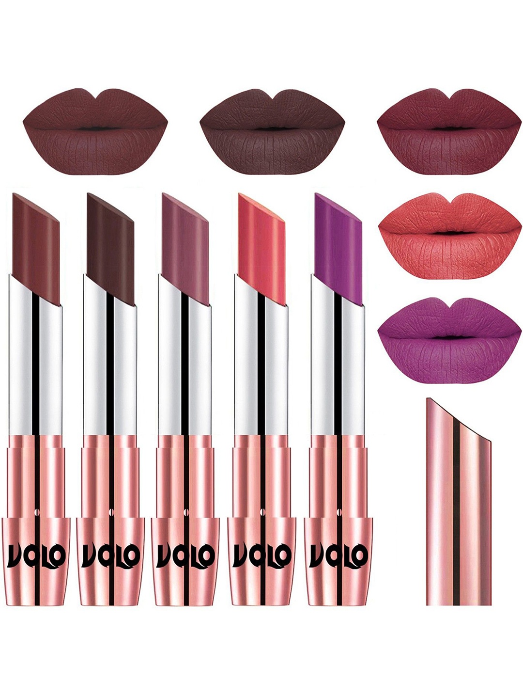 

VOLO Set Of 5 Creme Matte Lipstick - 3.5g Each - 34-35-36-37-48, Multi