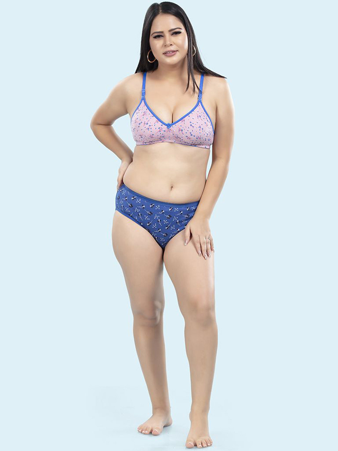 

BOLD & BAE Printed Cotton Mid-Rise Hipster Briefs, Blue