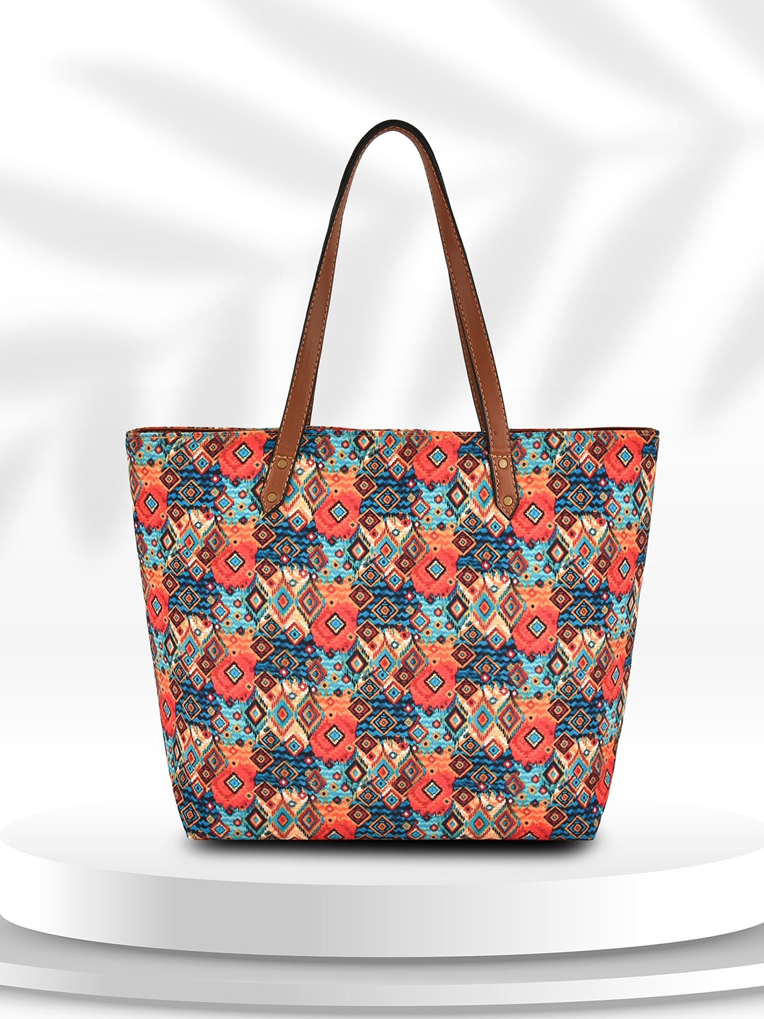 

Lychee bags Floral Printed Oversized Shopper Tote Bag, Orange
