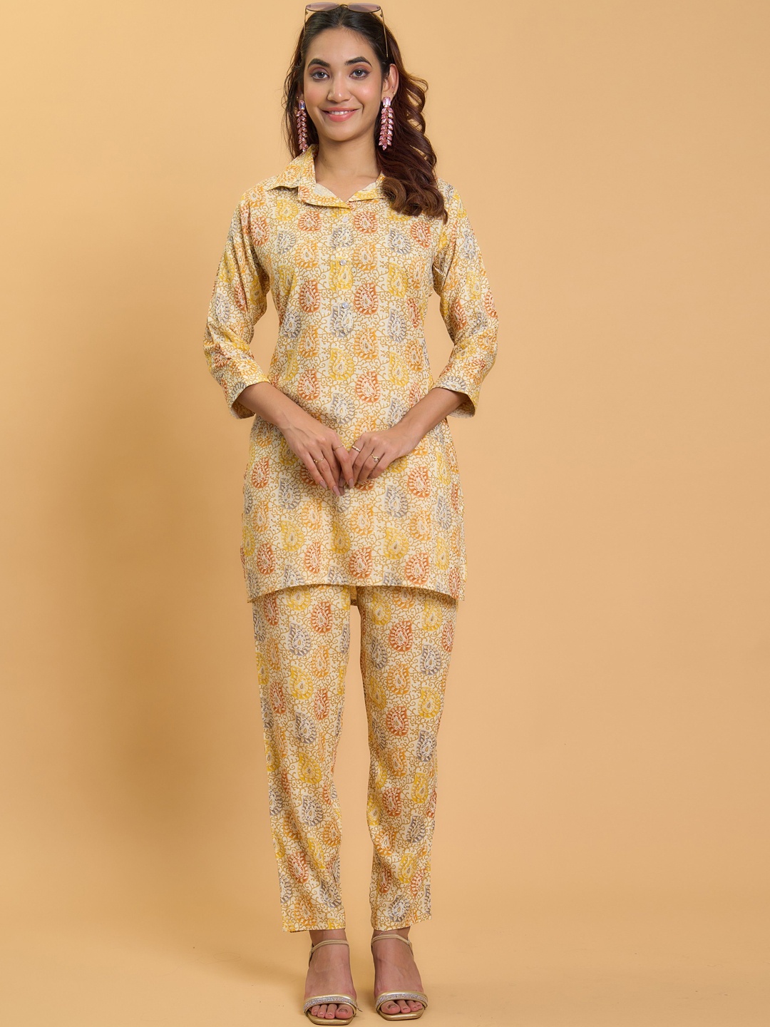 

KALINI Printed Tunic With Trousers Co-Ords, Cream