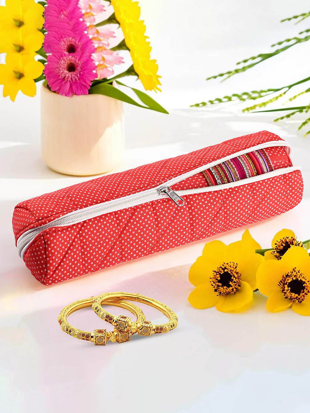 

Kuber Industries Red & White Printed Jewellery Organiser