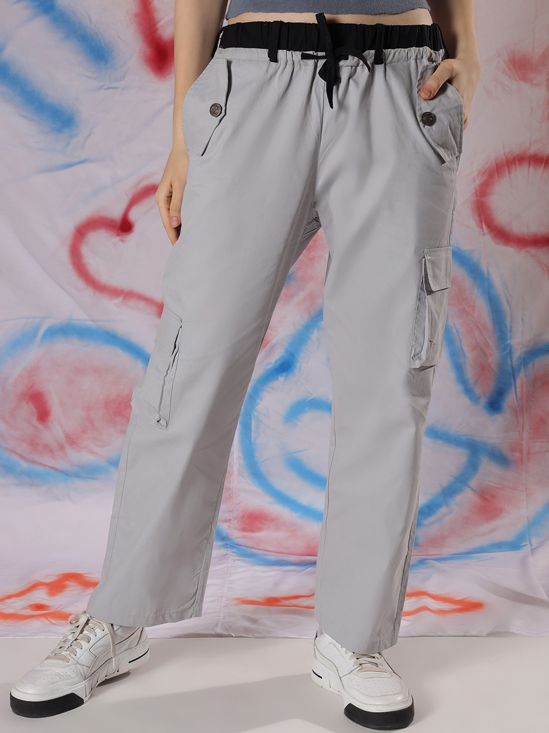 

NEUDIS Women Cargos Trousers, Grey