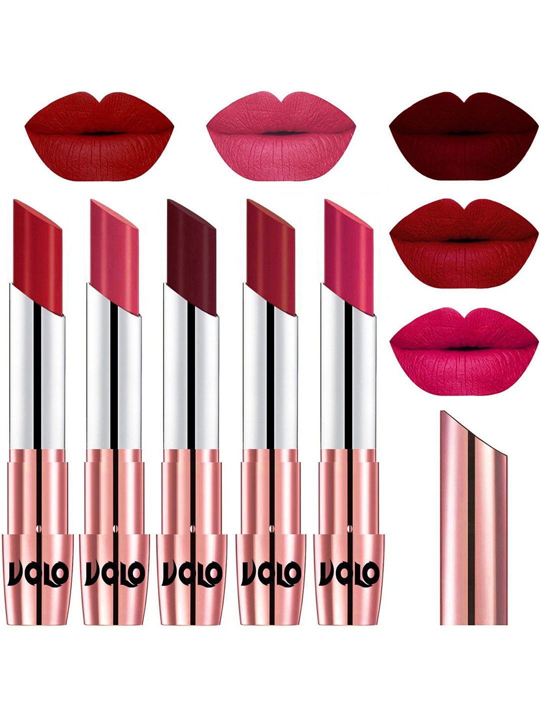 

VOLO Set Of 5 Creme Matte Lipstick - 3.5 g Each - 40-41-42-43-44, Multi