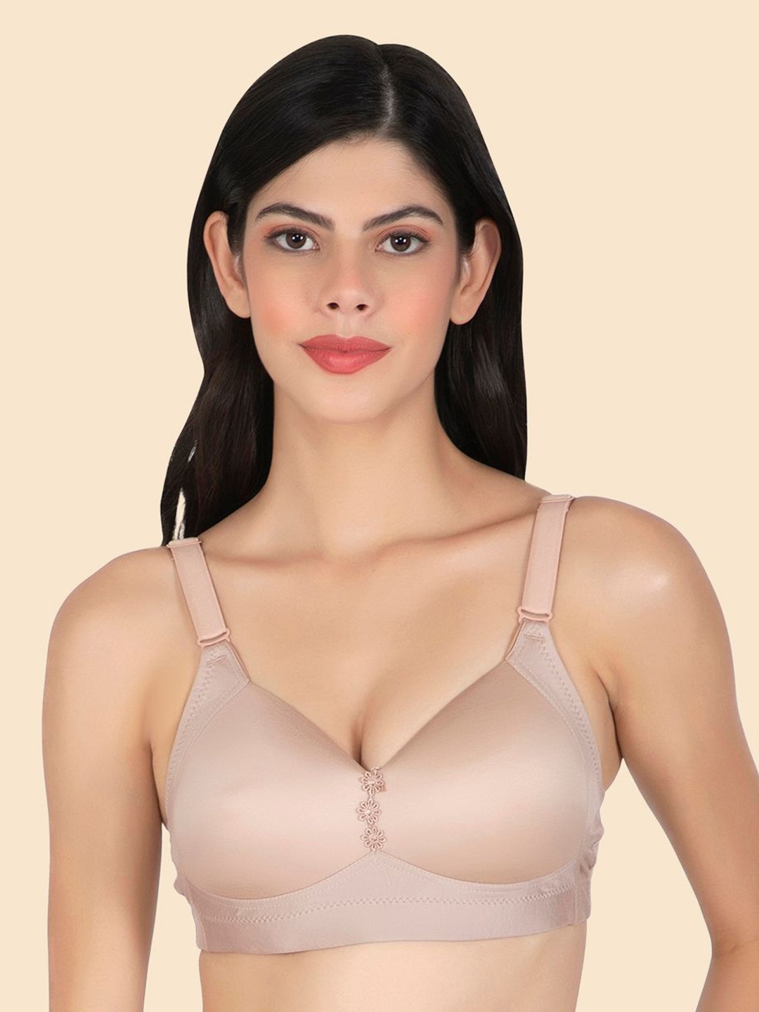 

Joomie Solid Cotton Minimizer Full Coverage Lightly Padded Bra, Beige