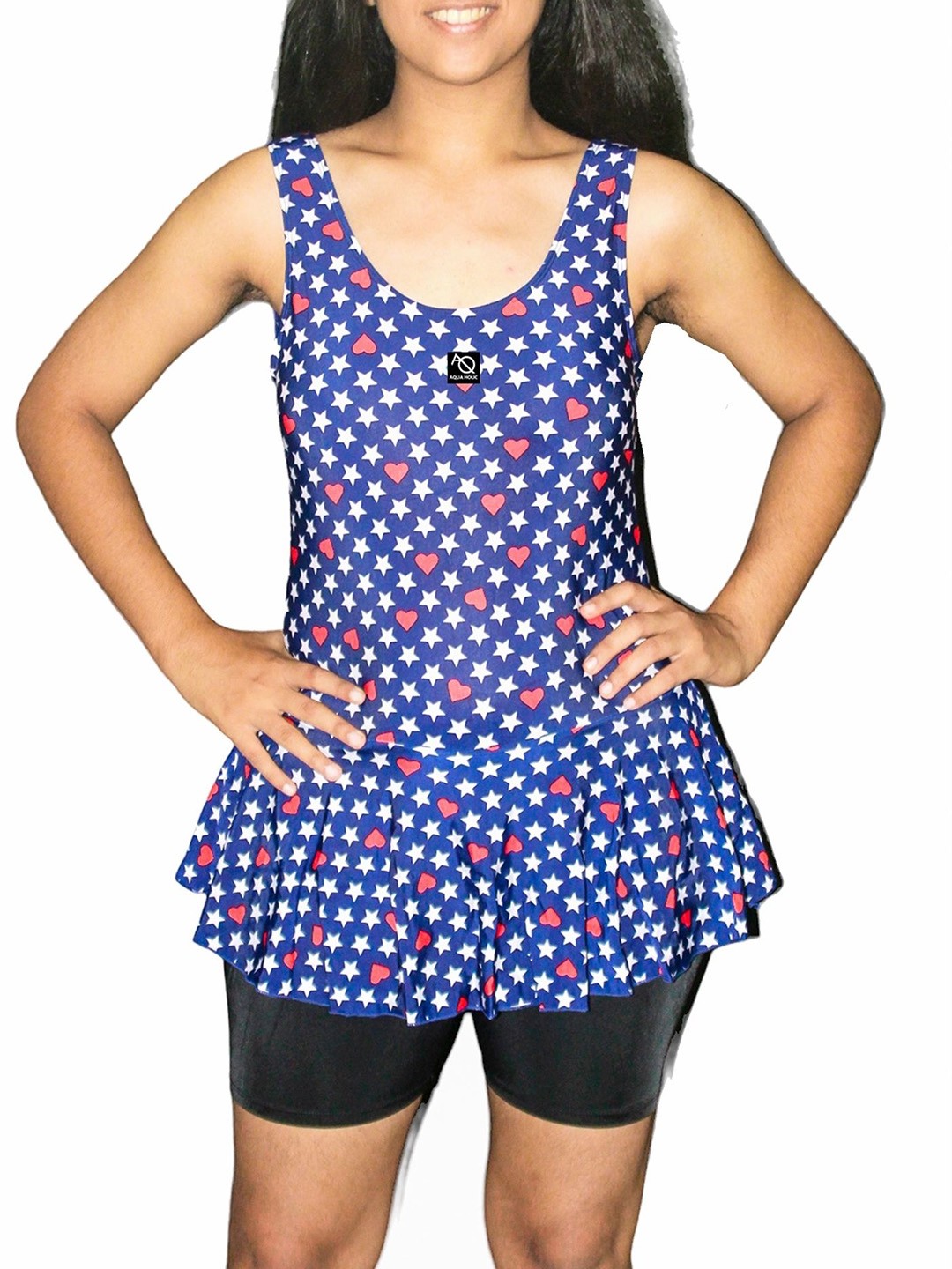 

Aqua Holic Girls Star Printed Swim Dress, Blue