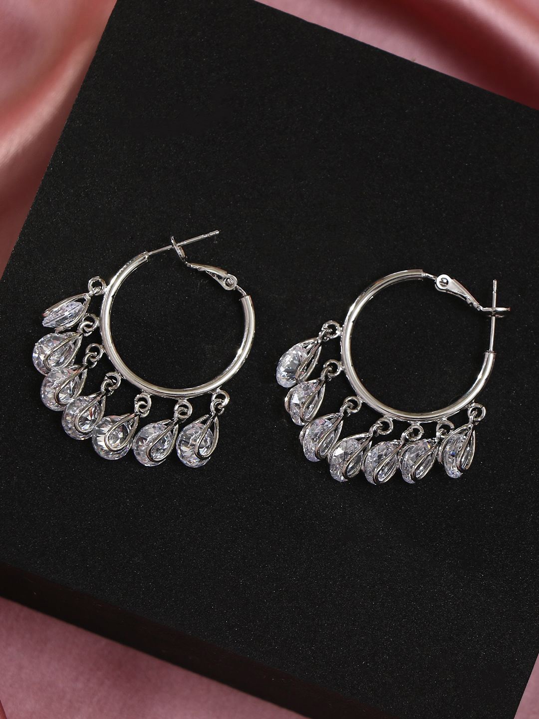 

Adwitiya Collection Gold Plated Classic Hoop Earrings, Silver
