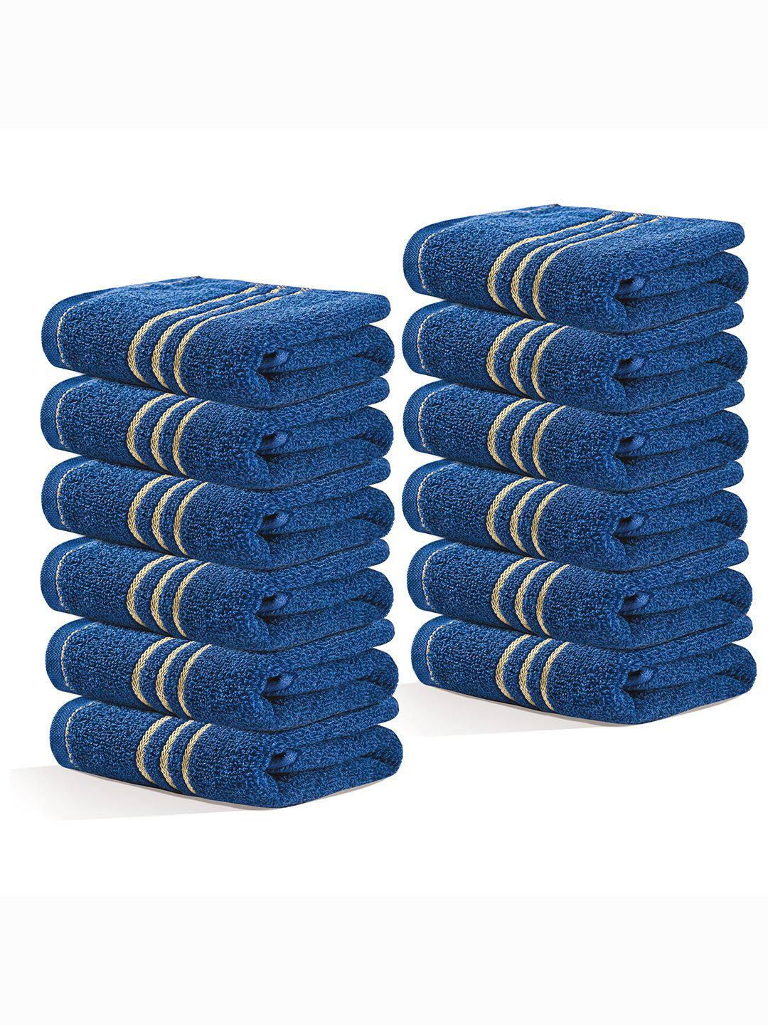 

Kuber Industries Blue & Beige 12 Pieces Striped Cotton 450 GSM Face Towels
