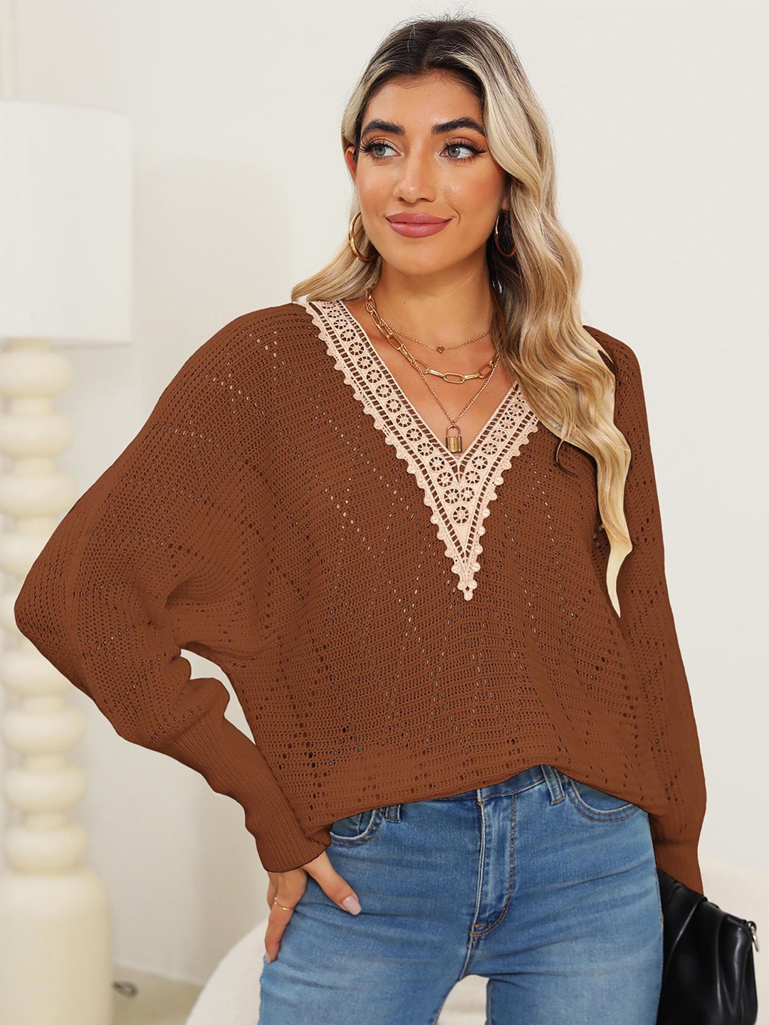 

StyleCast x Revolte Women Pullover Sweater, Brown