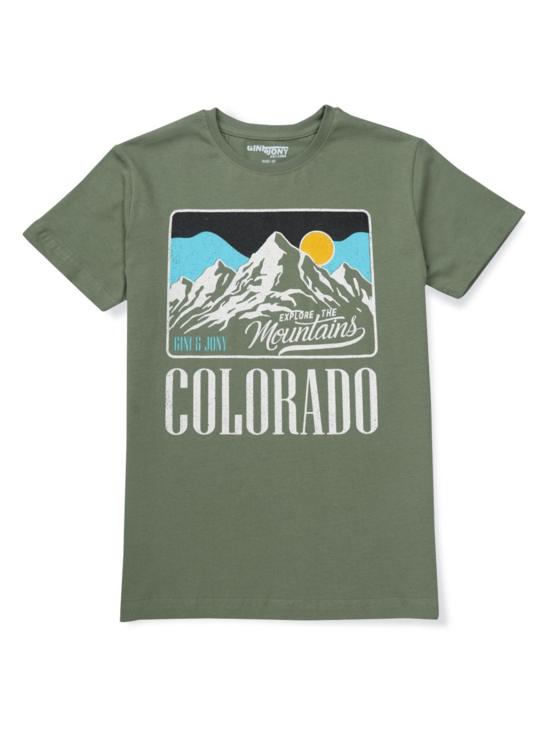 

Gini and Jony Boys Graphic Printed Round Neck Cotton T-shirt, Green