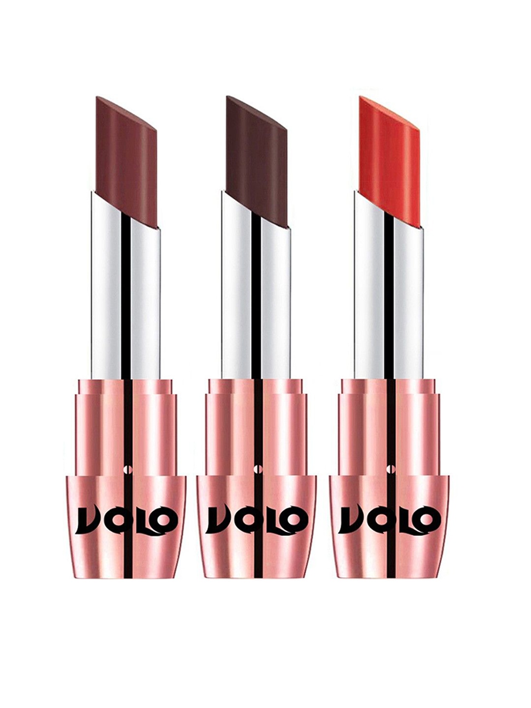 

VOLO Set Of 3 Creme Matte Lipstick- 3.5g- Coffee- Orange-Chocolate-634-635-649, Brown