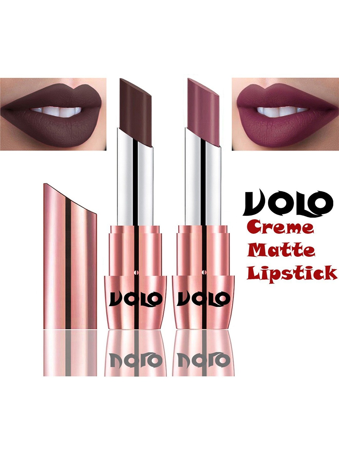 

VOLO Set Of 2 Creamy Matte Lipstick- 3.5g- Cherry- Plum- Chocolate-635- 636, Brown
