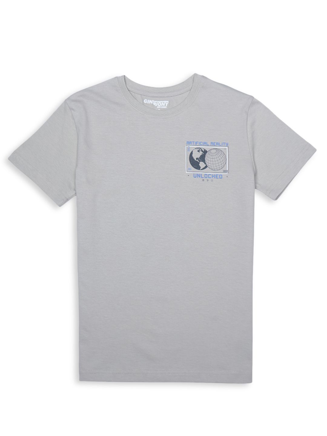 

Gini and Jony Boys Graphic Printed Round Neck Cotton T-shirt, Grey