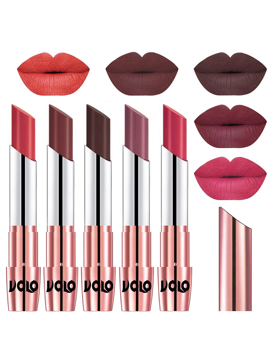 

VOLO Set Of 5 Creme Matte Lipstick - 3.5g Each - 33-34-35-36-41, Multi