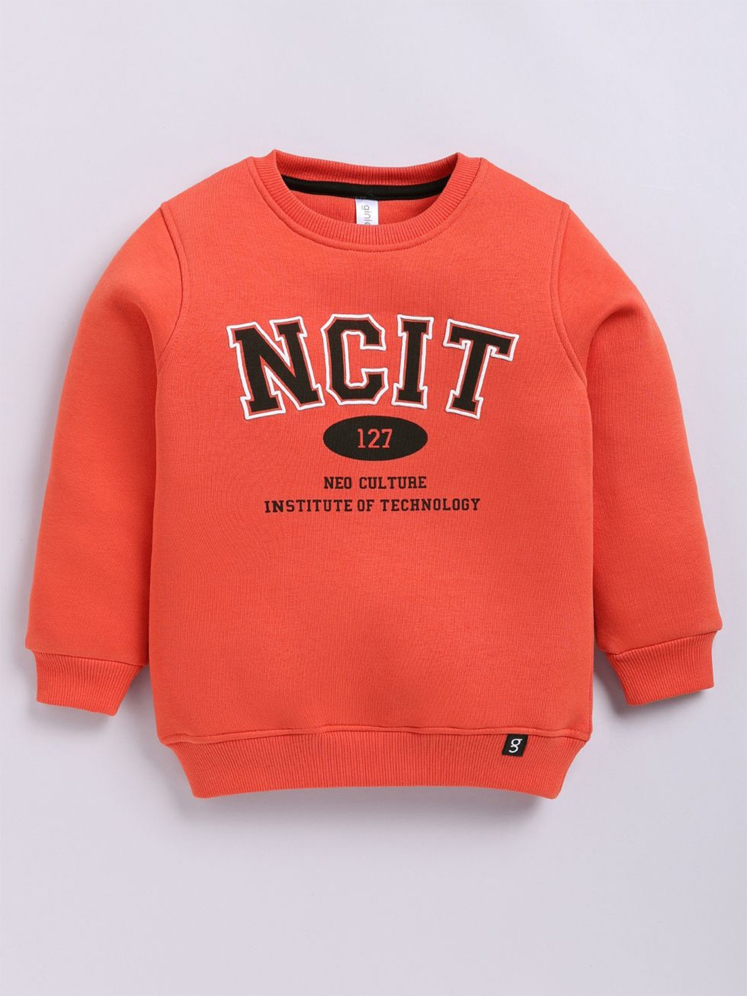 

Ginie Boys Typography Printed Round Neck Sweatshirt, Orange