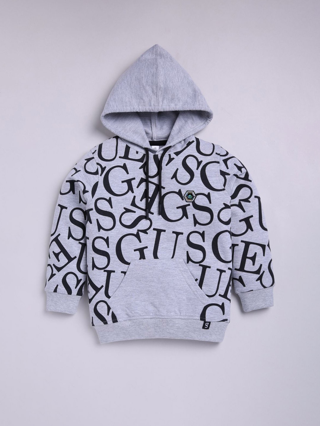 

Ginie Boys Typography Printed Hooded Sweatshirt, Grey