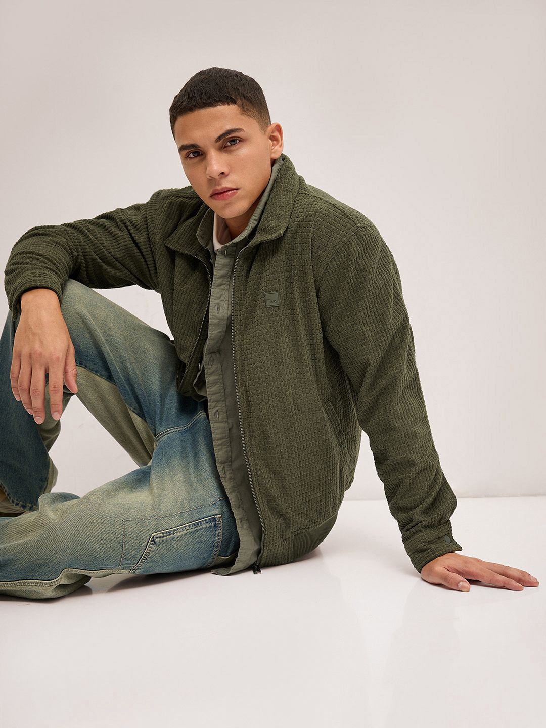 

THE BEAR HOUSE Men Lightweight Outdoor Open Front Jacket, Green