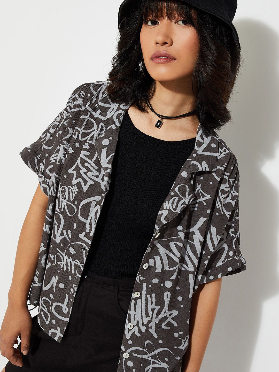 

max URB_N Women Printed Resort Shirt, Grey