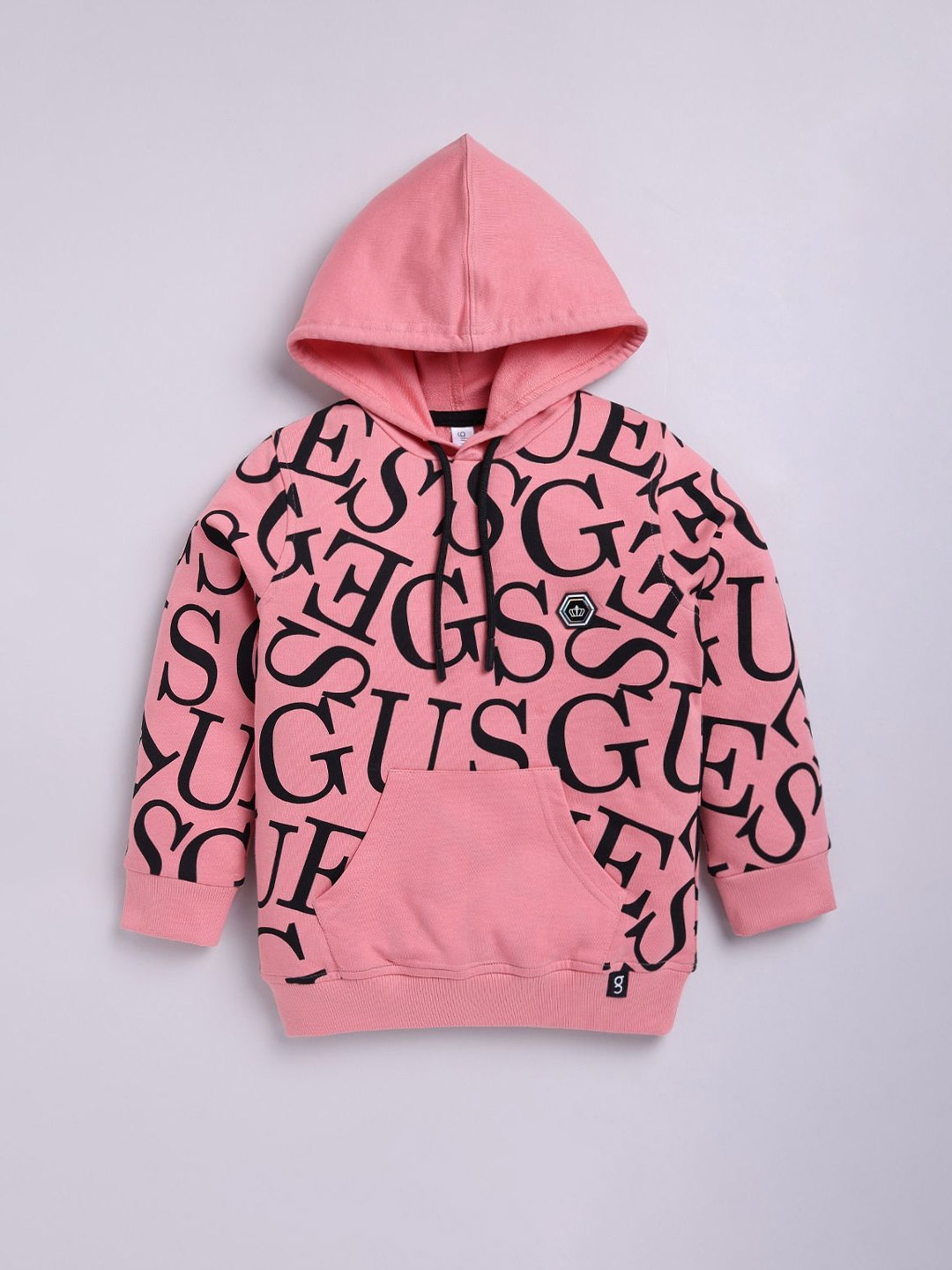 

Ginie Boys Typography Printed Hooded Cotton Sweatshirt, Peach