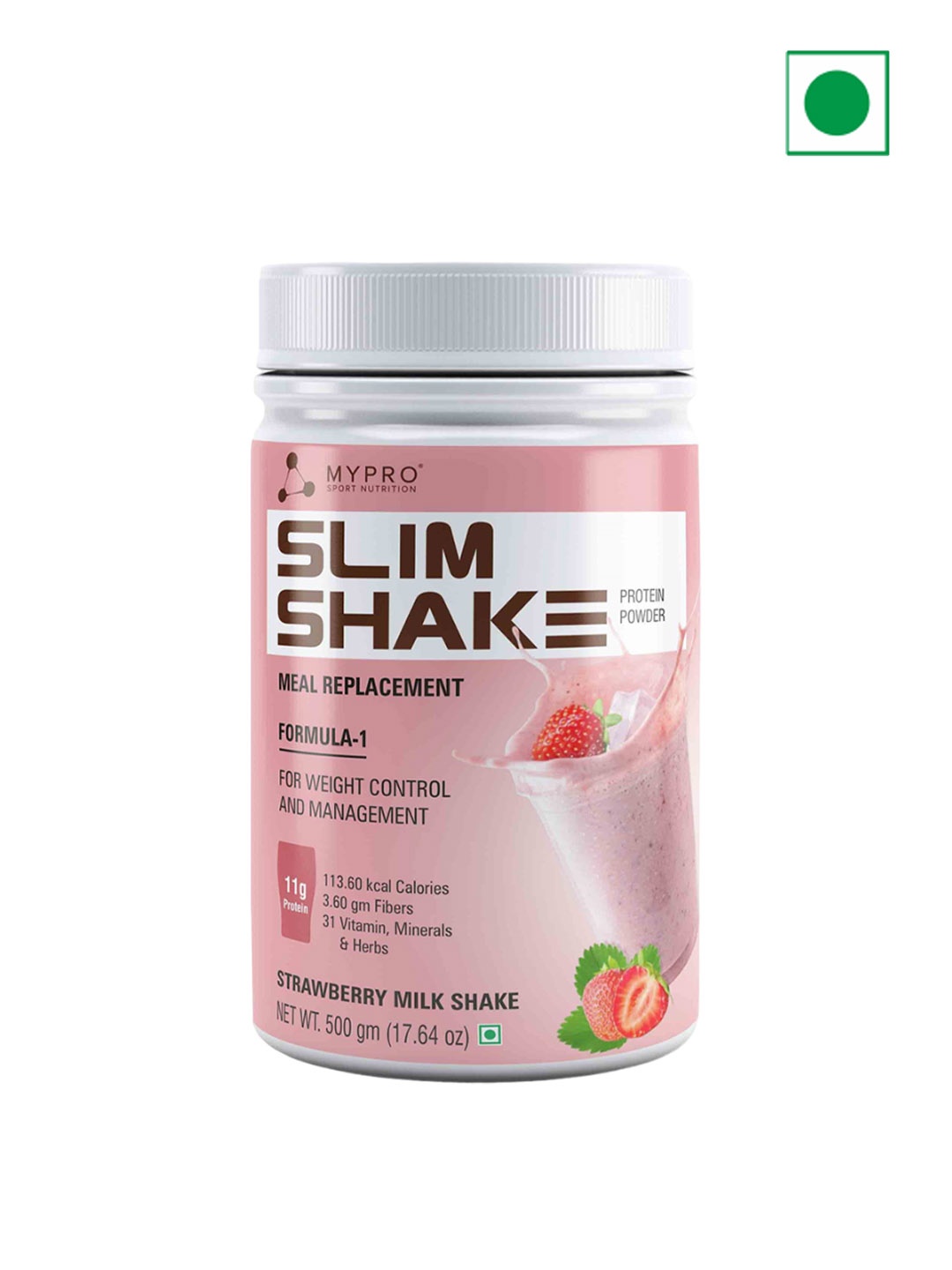 

Mypro Sport Slim Shake Meal Replacement Powder - 500 g- Strawberry, Pink