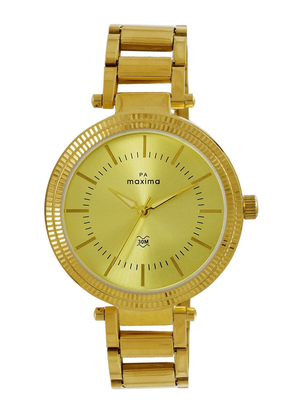 

maxima Women Embellished Dial & Stainless Steel Straps Analogue Watch 61980CMLY, Gold