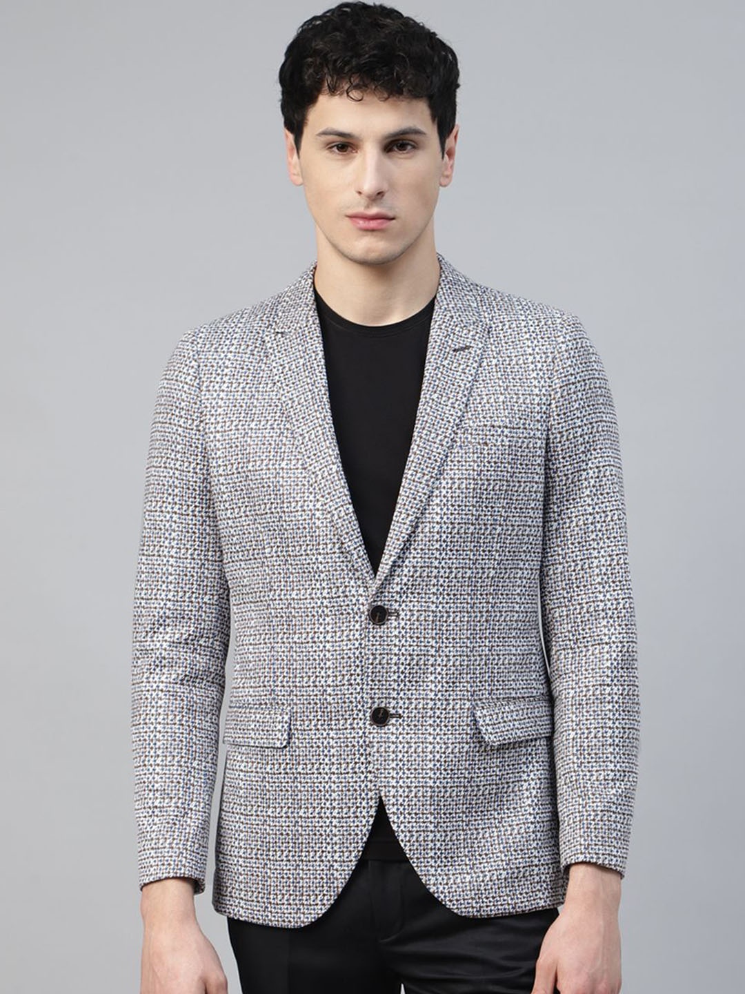 

Givo Tailored Fit Printed Cotton Single-Breasted Formal Blazer, Maroon