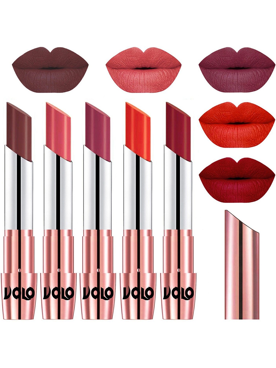 

VOLO Set Of 5 Creme Matte Lipstick - 3.5g Each - 34-37-38-39-43, Multi