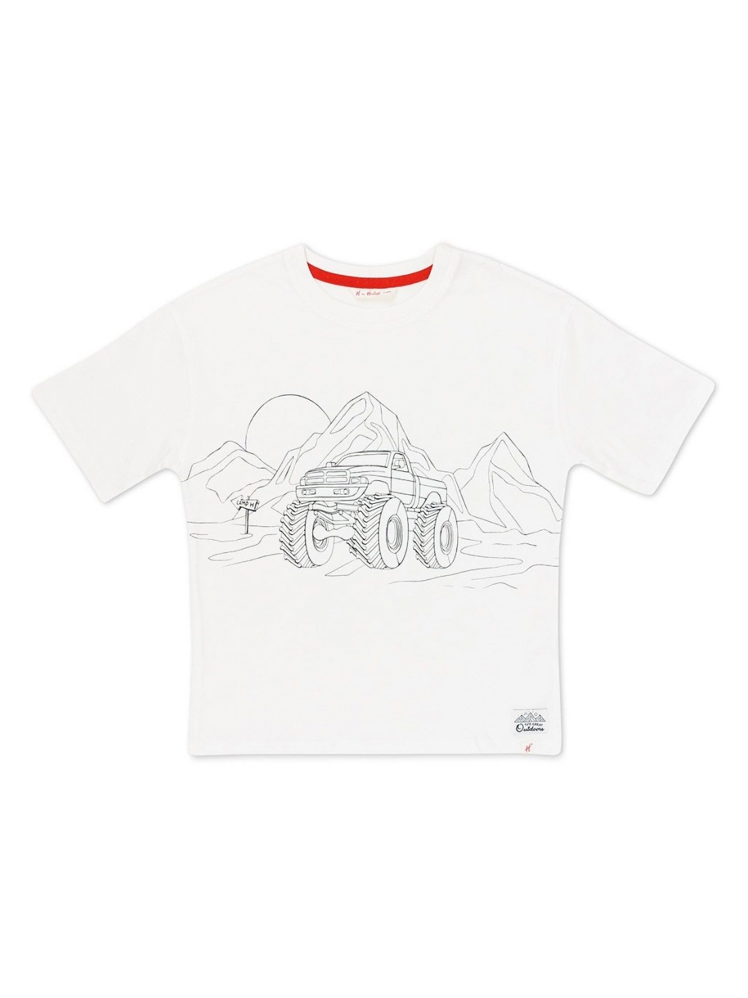 

H By Hamleys Boys Graphic Printed Round Neck Cotton T-shirt, White