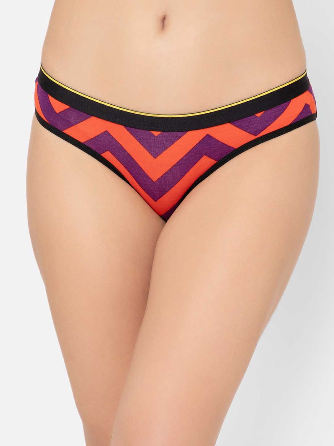 

bummer Women Printed Micro Modal Chevron Mid Rise Bikini Brief BICH01S, Red