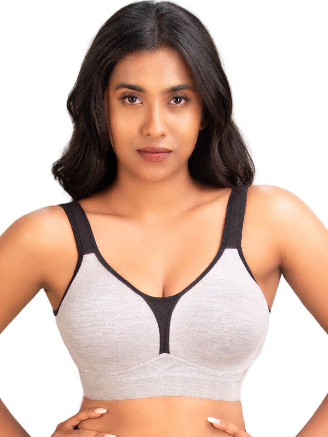 

BRIDA LADIES INNERWEAR Women's Wired Stretch Seamless Bra with Wide Shoulder Strap, Grey