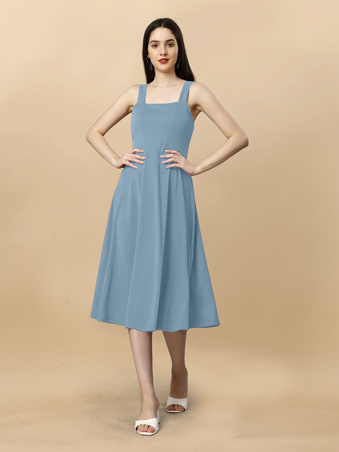 

Aika Square Neck Fit & Flare Dress, Blue