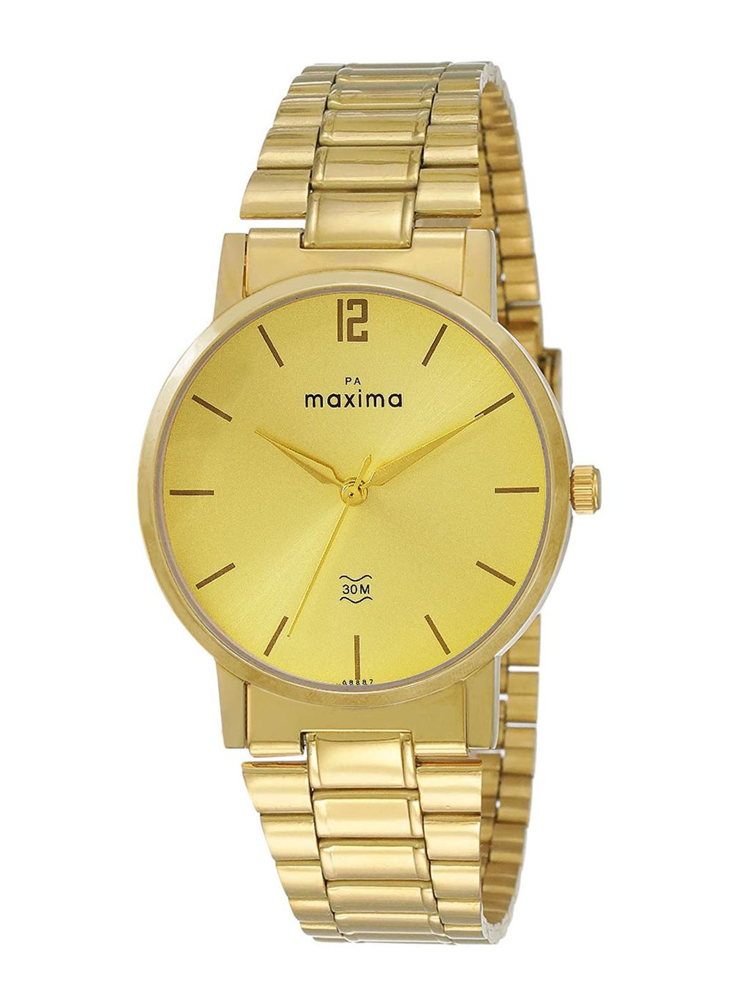 

maxima Men Dial & Stainless Steel Straps Analogue Watch 68887CMGY, Gold