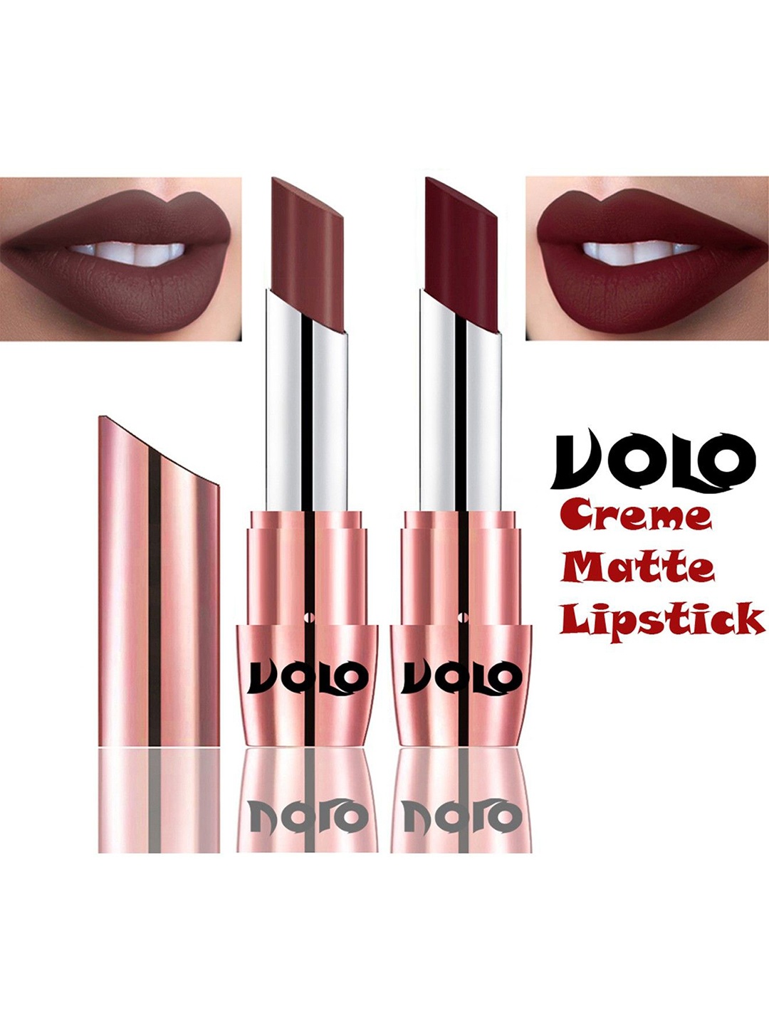 

VOLO Set Of 2 Creme Matte Lipsticks - 3.5 gm - Coffee 634- Wine 642, Multi