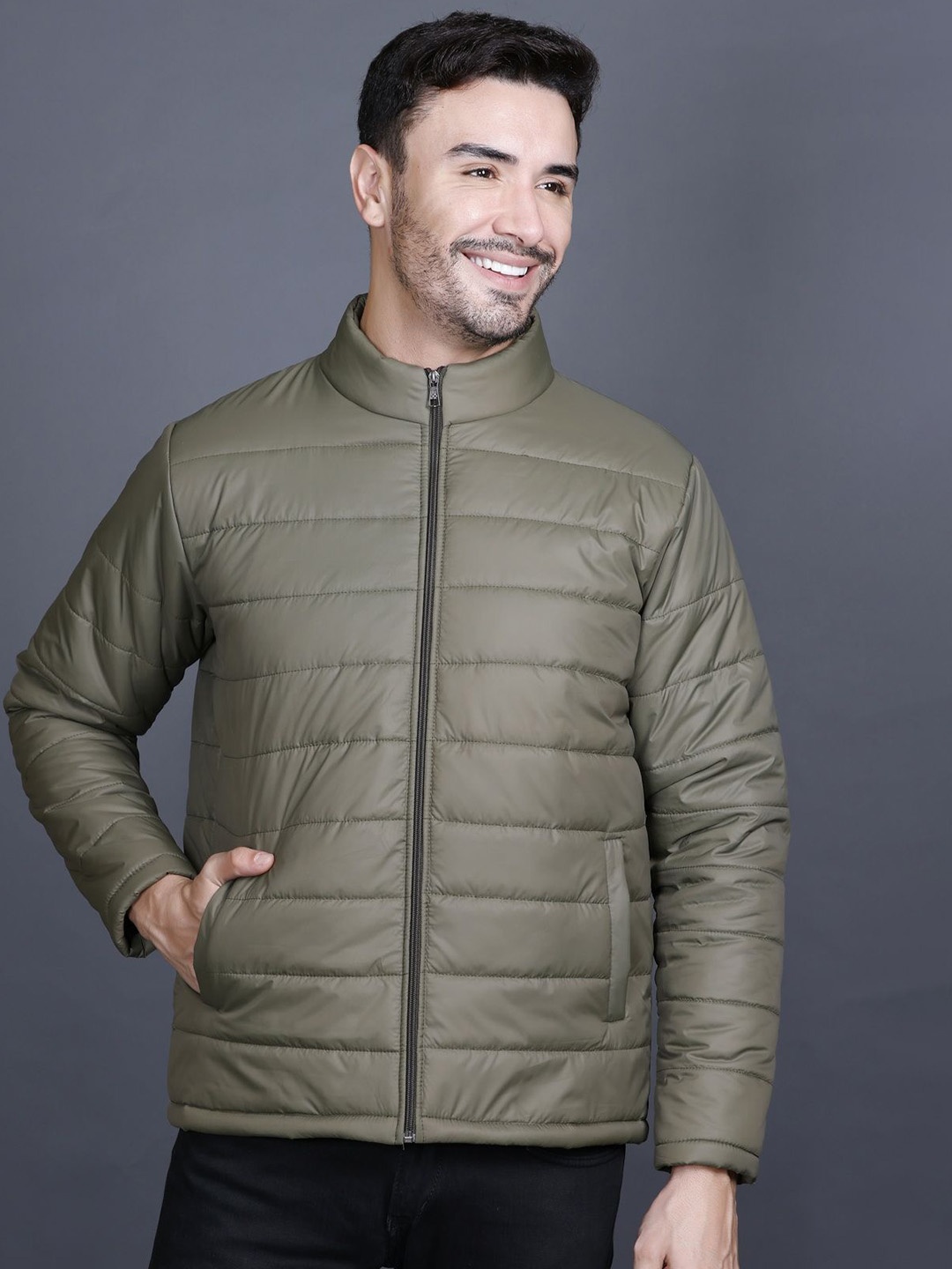 

ZEFFIT Men Lightweight Running Puffer Jacket, Olive