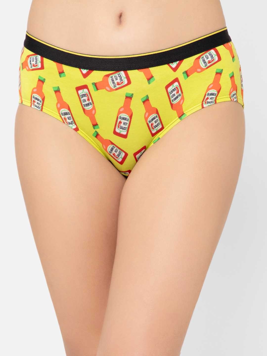

bummer Conversational Printed Modal Mid Rise Breathable Hipster Briefs, Green