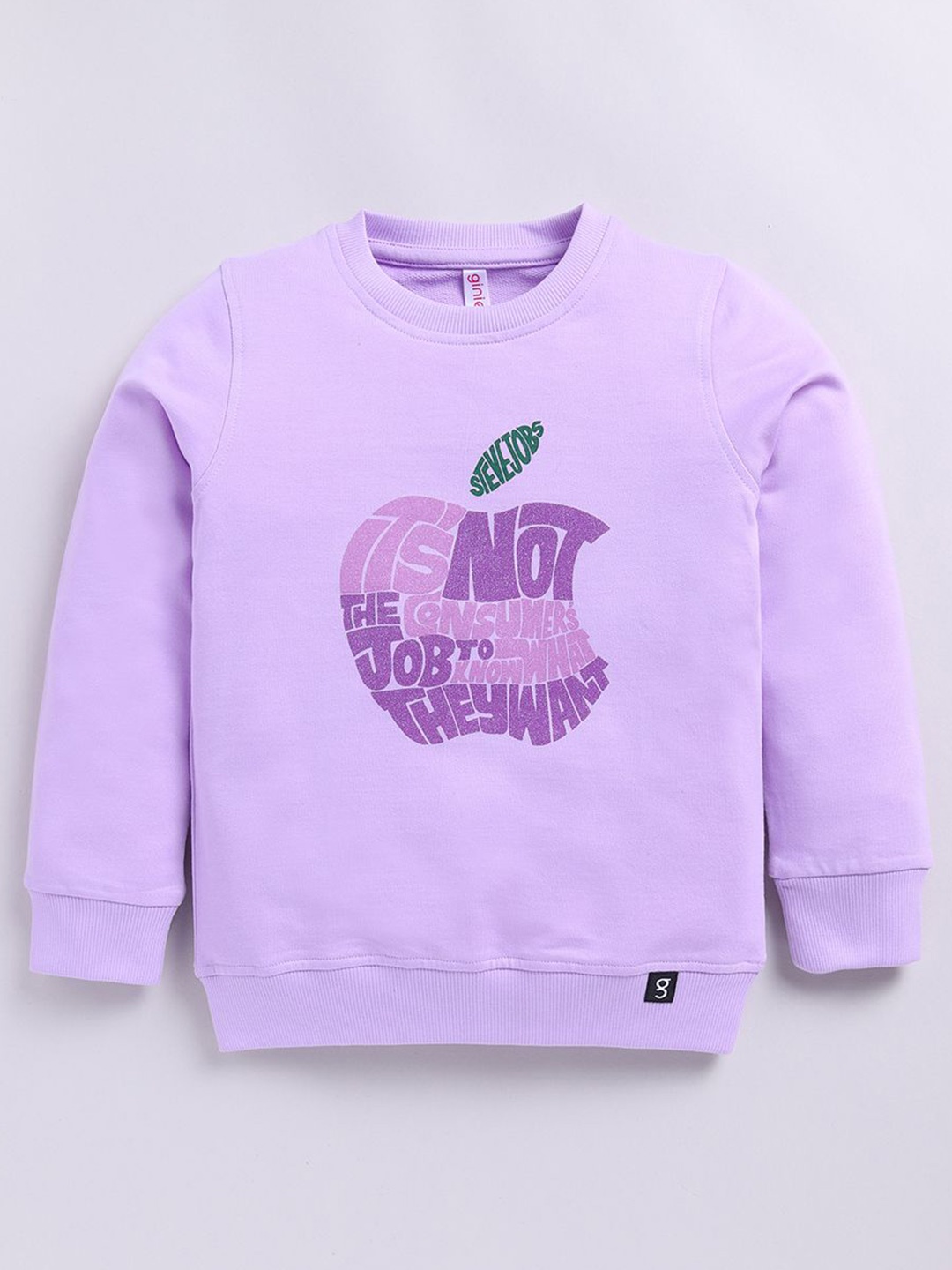 

Ginie Girls Typography Printed Round Neck Sweatshirt, Purple