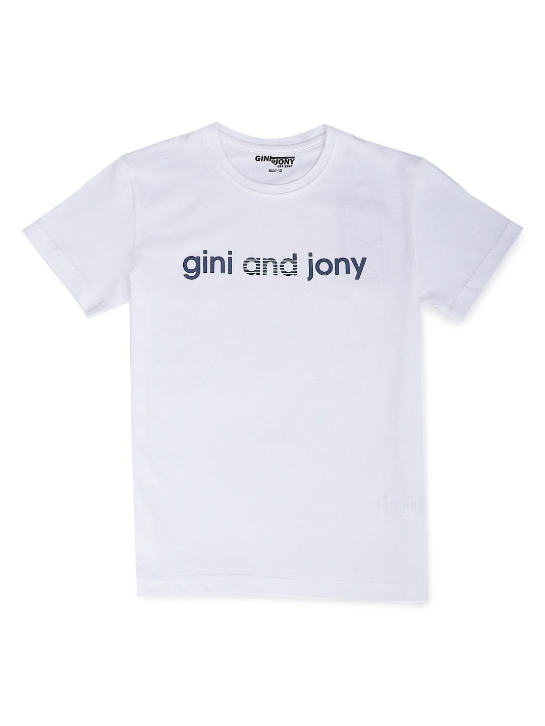 

Gini and Jony Boys Brand Logo Printed Round Neck Cotton T-shirt, White