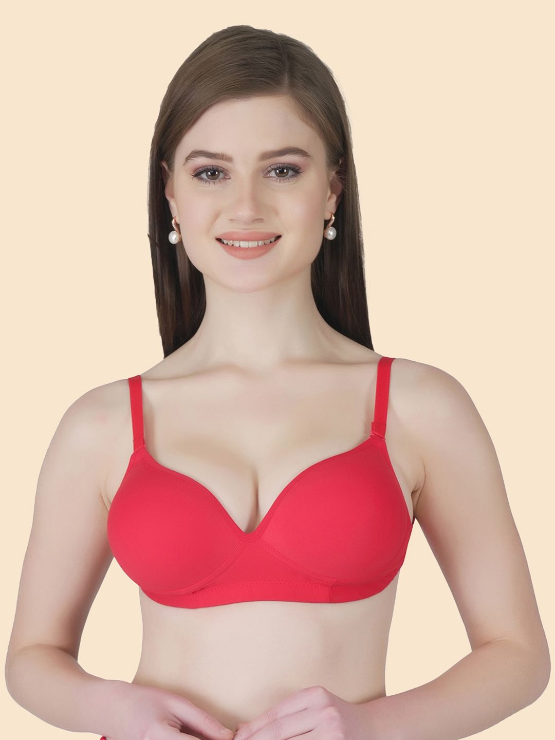 

Joomie Medium Coverage Heavily Padded T-shirt Bra, Red